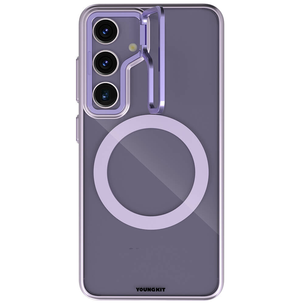 Galaxy S24 Kılıf M-safe Şarj Özellikli Sararma Önleyici Youngkit Crystal Grid Kapak - Görsel 4