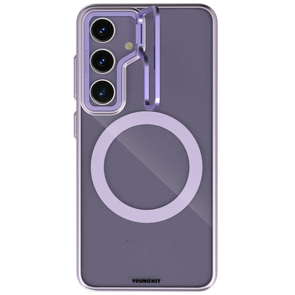 Galaxy S24 Kılıf M-safe Şarj Özellikli Sararma Önleyici Youngkit Crystal Grid Kapak - Görsel 4