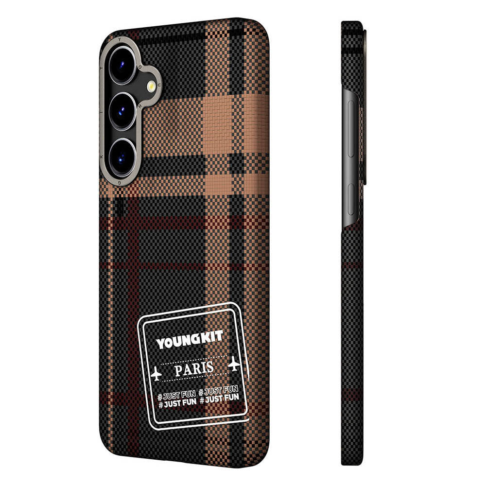 Galaxy S24 Plus Kılıf Ekose Desenli Youngkit Gezhi Serisi Kapak - Görsel 3