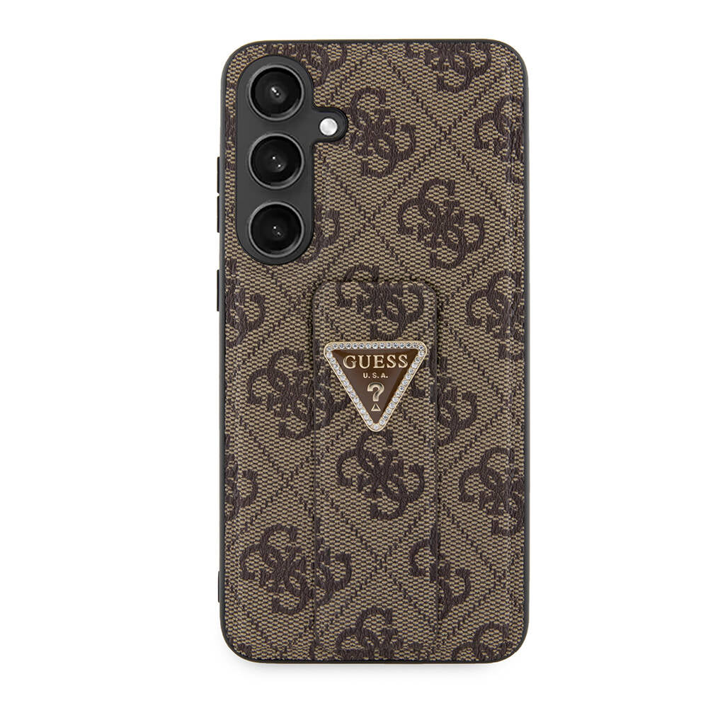 Galaxy S24 Plus Kılıf Guess Orjinal Lisanslı 4G Desenli Üçgen Logolu Standlı Deri Kapak - Görsel 3