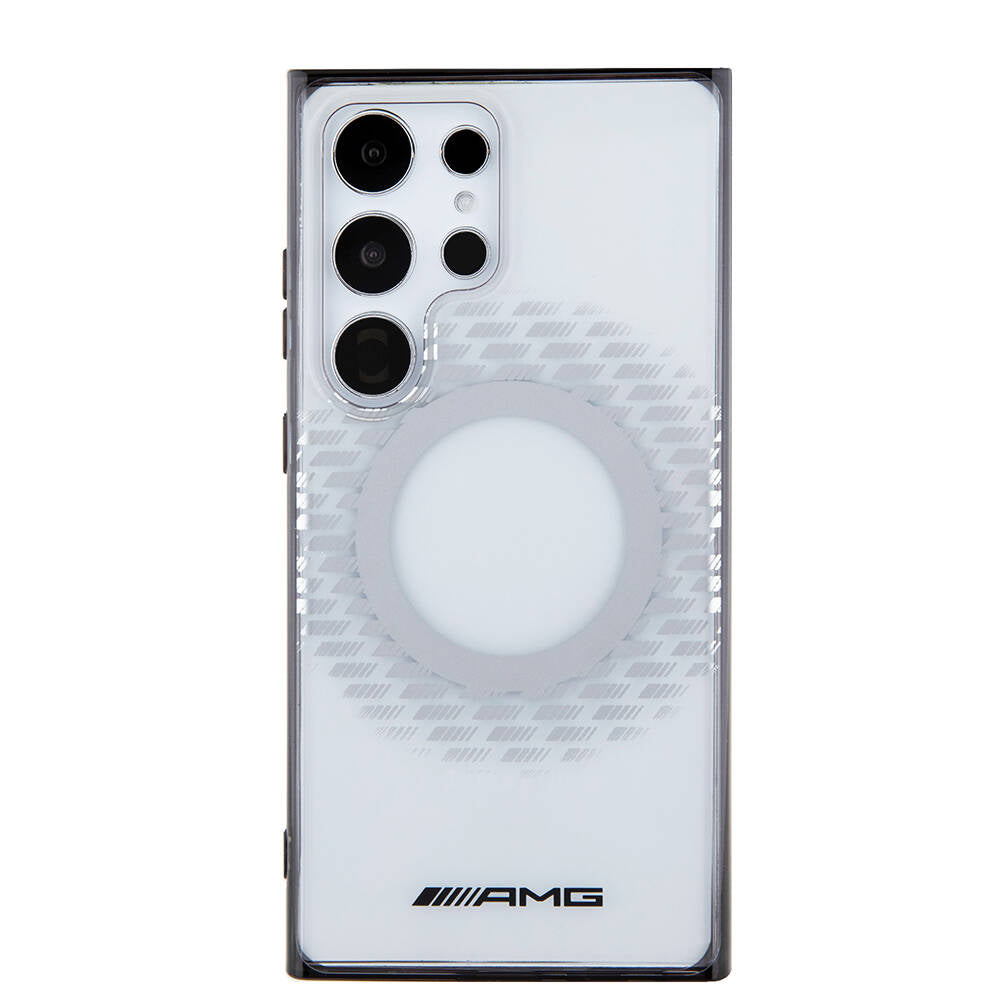 Galaxy S24 Ultra Kılıf AMG Orjinal Lisanslı M-safe Şarj Özellikli Eşkenar Dörtgen Desenli Transparan Kapak - Görsel 2