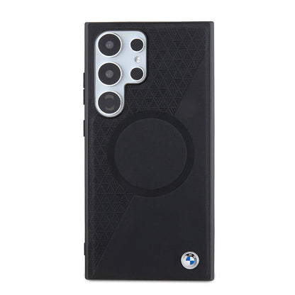 Galaxy S24 Ultra Kılıf BMW Orjinal Lisanslı M-safe Şarj Özellikli Yarım Dokulu Circle Leather Kapak - Görsel 2
