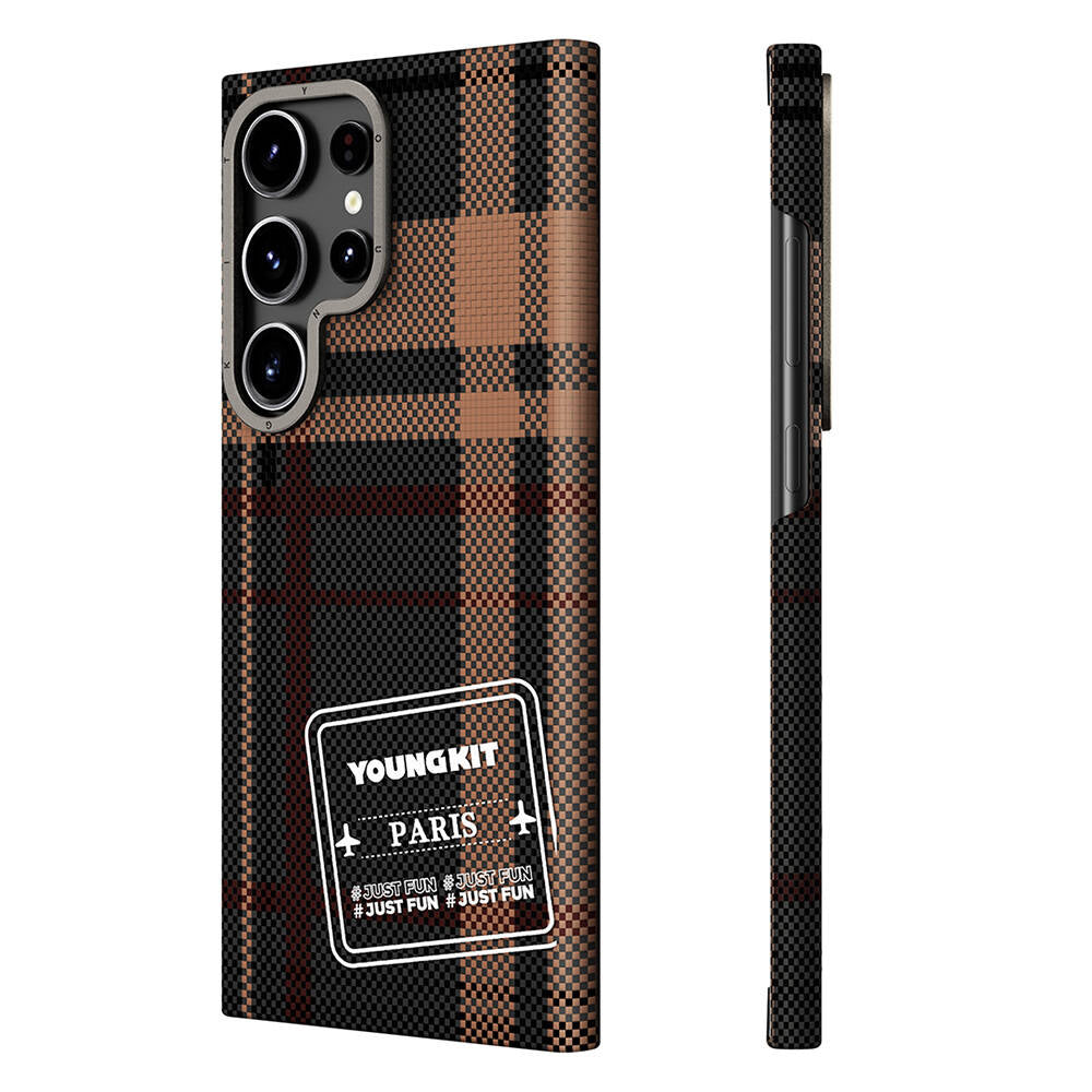 Galaxy S24 Ultra Kılıf Ekose Desenli Youngkit Gezhi Serisi Kapak - Görsel 3