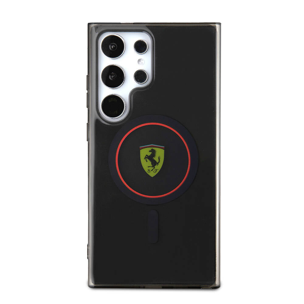 Galaxy S24 Ultra Kılıf Ferrari Orjinal Lisanslı M-safe Şarj Özellikli Füme İç Yüzey Circle Line Kapak - Görsel 2