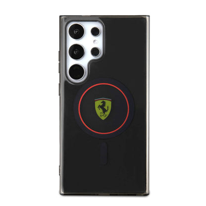 Galaxy S24 Ultra Kılıf Ferrari Orjinal Lisanslı M-safe Şarj Özellikli Füme İç Yüzey Circle Line Kapak - Görsel 2