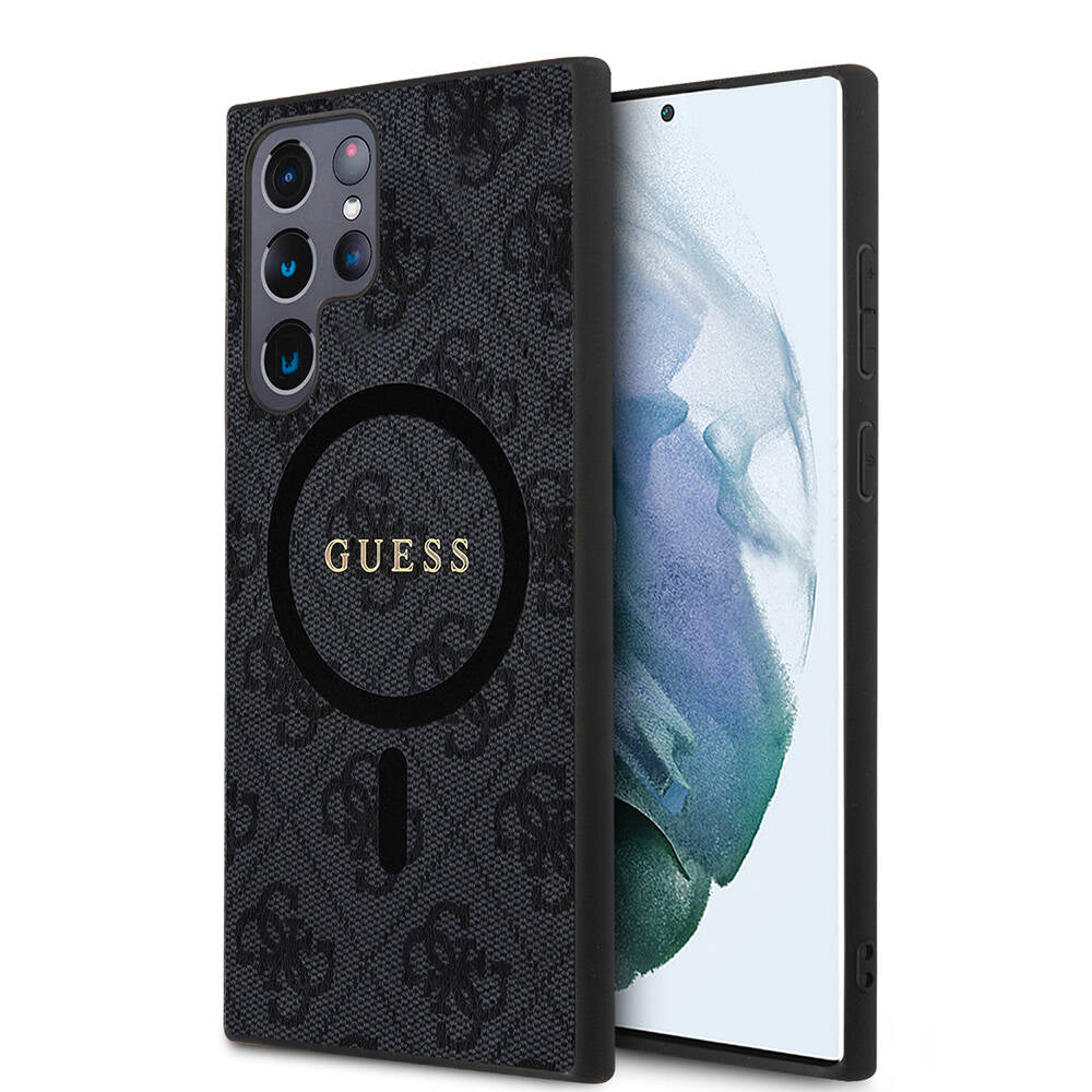 Galaxy S24 Ultra Kılıf Guess Orjinal Lisanslı M-safe Şarj Özellikli PU Halkalı 4G Desenli Yazı Logolu Kapak - Görsel 3