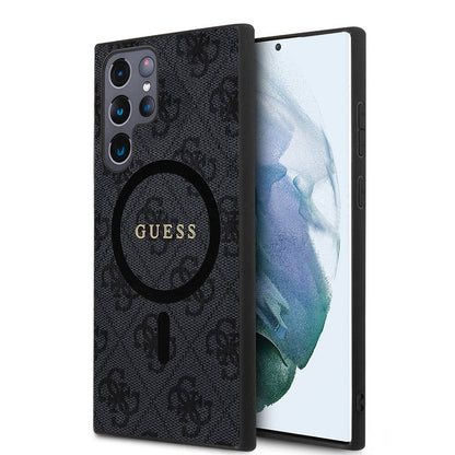 Galaxy S24 Ultra Kılıf Guess Orjinal Lisanslı M-safe Şarj Özellikli PU Halkalı 4G Desenli Yazı Logolu Kapak - Görsel 3