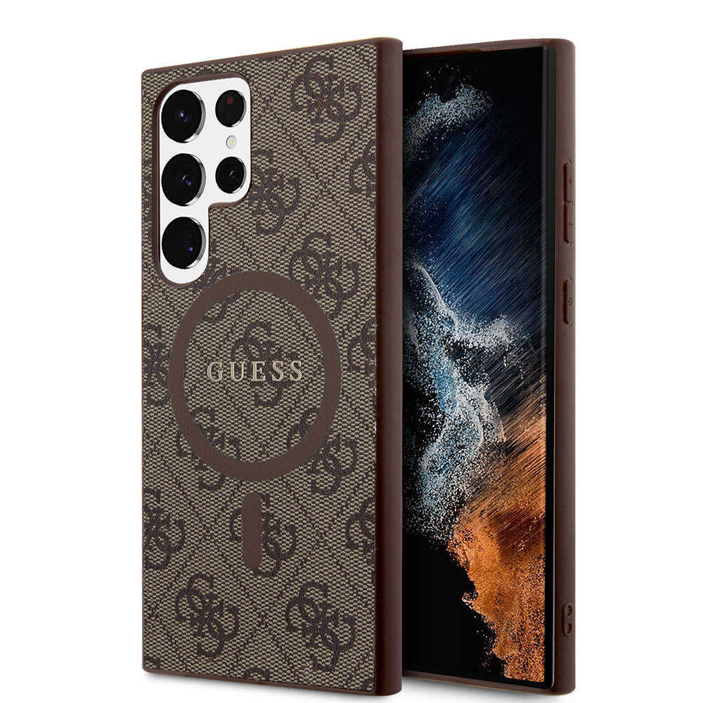Galaxy S24 Ultra Kılıf Guess Orjinal Lisanslı M-safe Şarj Özellikli PU Halkalı 4G Desenli Yazı Logolu Kapak - Görsel 2