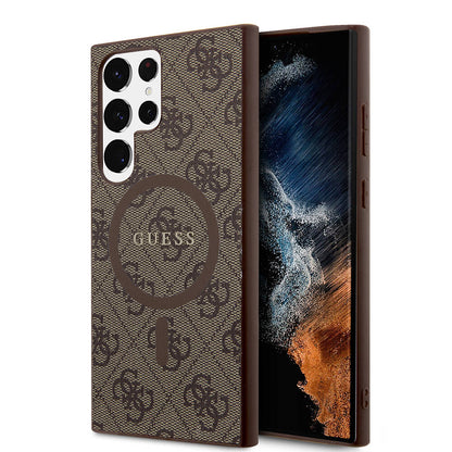 Galaxy S24 Ultra Kılıf Guess Orjinal Lisanslı M-safe Şarj Özellikli PU Halkalı 4G Desenli Yazı Logolu Kapak - Görsel 2