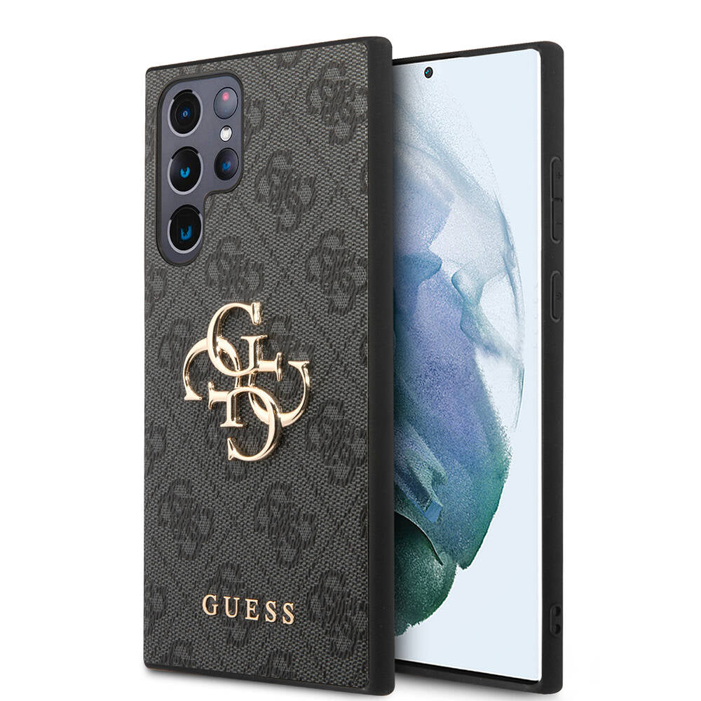 Galaxy S24 Ultra Kılıf Guess Orjinal Lisanslı PU Deri Yazı ve 4G Metal Logolu Desenli Kapak - Görsel 3