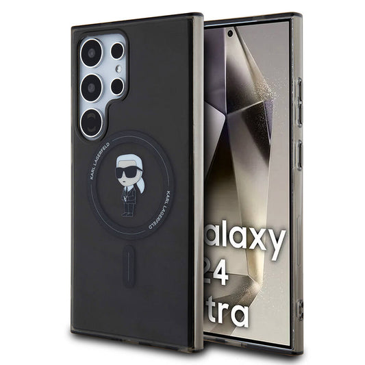 Galaxy S24 Ultra Kılıf Karl Lagerfeld Orjinal Lisanslı M-safe Şarj Özellikli Karl Head IML Baskılı Kapak