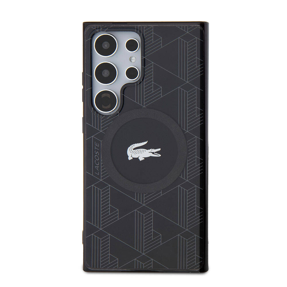 Galaxy S24 Ultra Kılıf Lacoste Orjinal Lisanslı M-safe Şarj Özellikli Çift Katmanlı Timsah Logolu Blend Monogram Kapak - Görsel 2