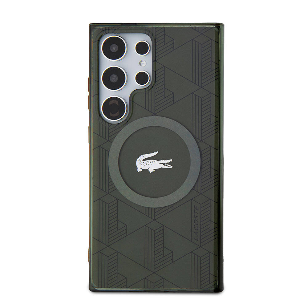 Galaxy S24 Ultra Kılıf Lacoste Orjinal Lisanslı M-safe Şarj Özellikli Çift Katmanlı Timsah Logolu Blend Monogram Kapak - Görsel 3