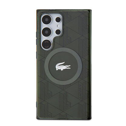 Galaxy S24 Ultra Kılıf Lacoste Orjinal Lisanslı M-safe Şarj Özellikli Çift Katmanlı Timsah Logolu Blend Monogram Kapak - Görsel 3