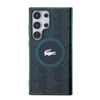 Galaxy S24 Ultra Kılıf Lacoste Orjinal Lisanslı M-safe Şarj Özellikli Çift Katmanlı Timsah Logolu Blend Monogram Kapak - Görsel 4