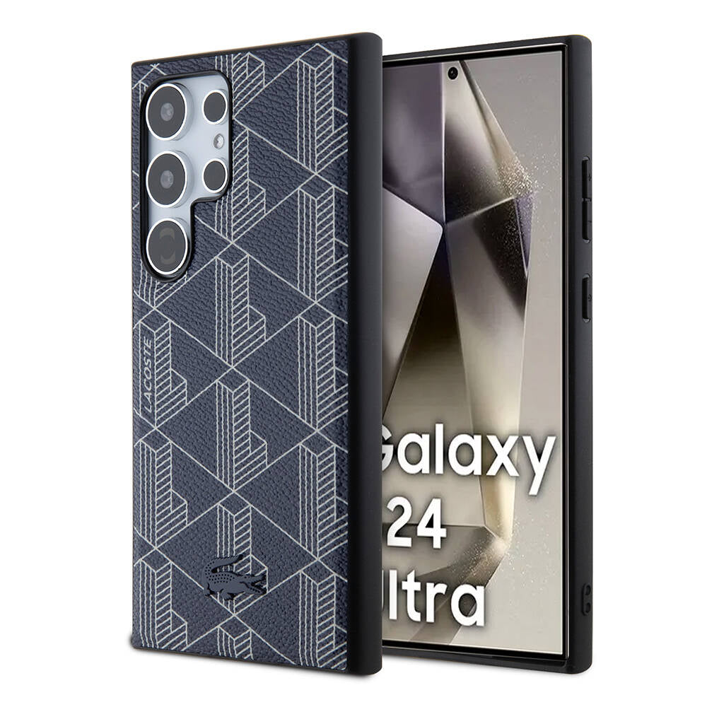 Galaxy S24 Ultra Kılıf Lacoste Orjinal Lisanslı M-safe Şarj Özellikli PU Deri Görünümlü Karışık Monogram Desenli Kapak - Görsel 3