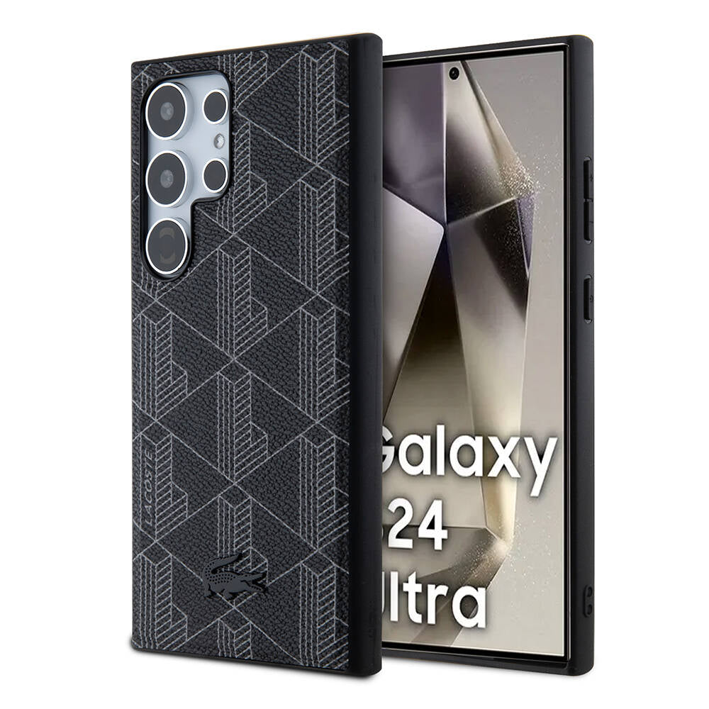 Galaxy S24 Ultra Kılıf Lacoste Orjinal Lisanslı M-safe Şarj Özellikli PU Deri Görünümlü Karışık Monogram Desenli Kapak - Görsel 2