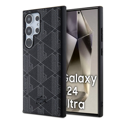 Galaxy S24 Ultra Kılıf Lacoste Orjinal Lisanslı M-safe Şarj Özellikli PU Deri Görünümlü Karışık Monogram Desenli Kapak - Görsel 2