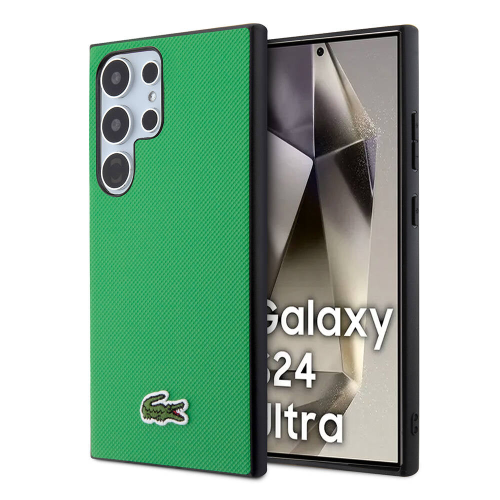 Galaxy S24 Ultra Kılıf Lacoste Orjinal Lisanslı PU Pike Desenli Arka Yüzey İkonik Timsah Dokuma Logolu Kapak - Görsel 3