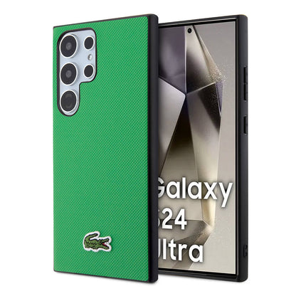 Galaxy S24 Ultra Kılıf Lacoste Orjinal Lisanslı PU Pike Desenli Arka Yüzey İkonik Timsah Dokuma Logolu Kapak - Görsel 3