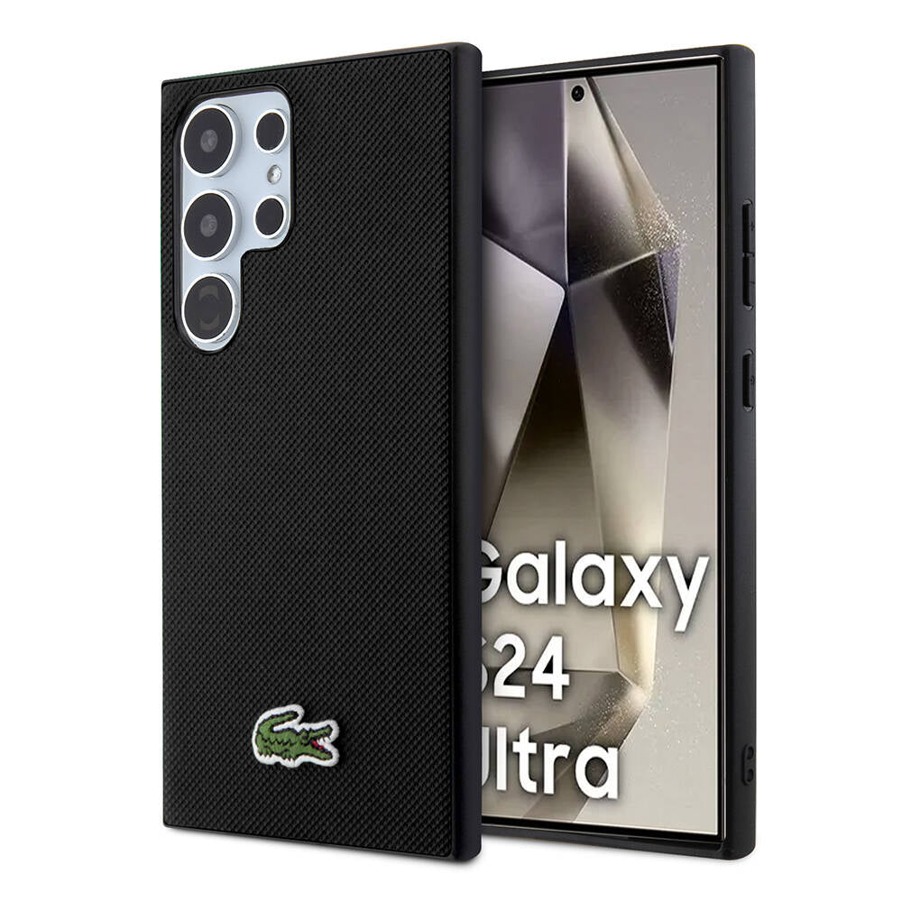 Galaxy S24 Ultra Kılıf Lacoste Orjinal Lisanslı PU Pike Desenli Arka Yüzey İkonik Timsah Dokuma Logolu Kapak - Görsel 2