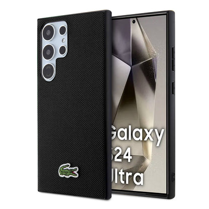 Galaxy S24 Ultra Kılıf Lacoste Orjinal Lisanslı PU Pike Desenli Arka Yüzey İkonik Timsah Dokuma Logolu Kapak - Görsel 2