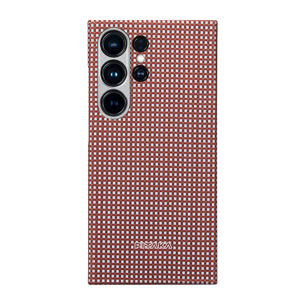 Galaxy S24 Ultra Kılıf M-safe Şarj Özellikli 1500D Aramid Fiber Pitaka Ultra-Slim Classic Serisi Bonfire Kapak - Görsel 2