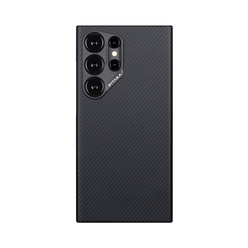 Galaxy S24 Ultra Kılıf M-safe Şarj Özellikli 600D Aramid Fiber Pitaka Ultra-Slim Classic Serisi Black-Grey Twill Kapak - Görsel 2