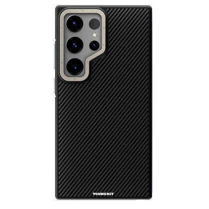 Galaxy S24 Ultra Kılıf M-safe Şarj Özellikli Aramid Fiber Tasarımlı Youngkit 600D Kevlar Serisi Kapak - Görsel 2