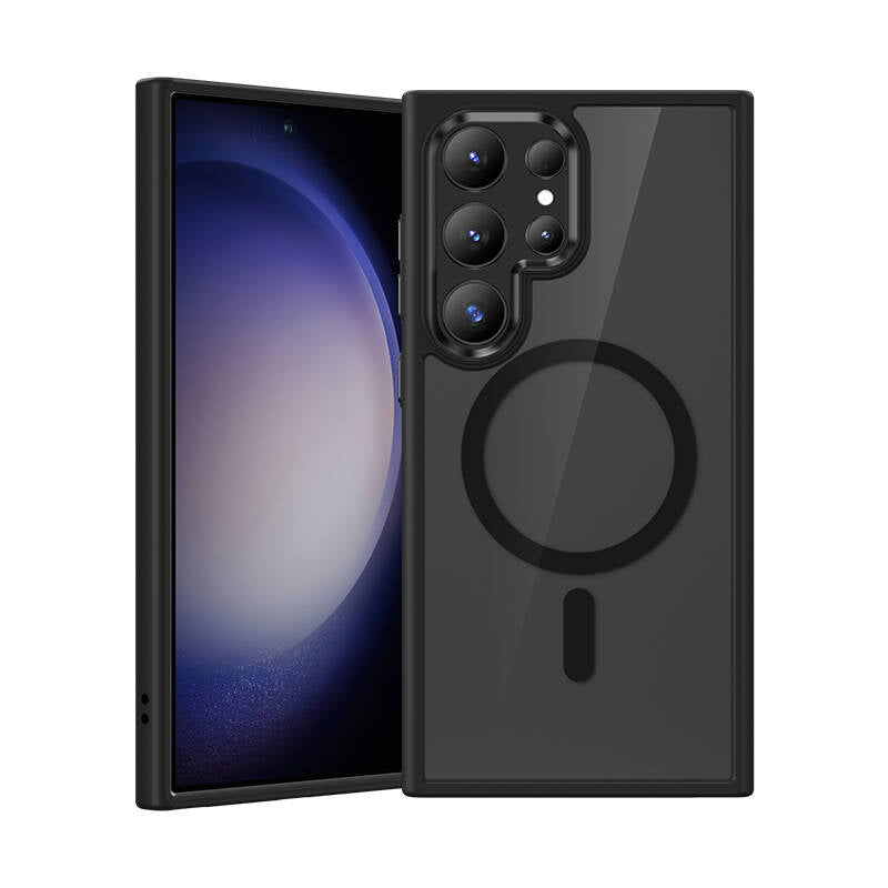 Galaxy S24 Ultra Kılıf M-safe Şarj Özellikli Şeffaf Arka Yüzey Benks MagClap TPU Çerçeve Kapak - Görsel 2