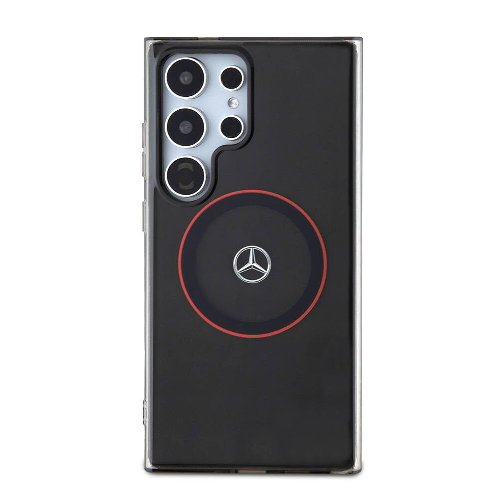 Galaxy S24 Ultra Kılıf Mercedes Benz Orjinal Lisanslı M-safe Şarj Özellikli IML Yıldız Logolu Red Ring Kapak - Görsel 2