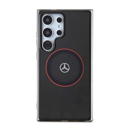 Galaxy S24 Ultra Kılıf Mercedes Benz Orjinal Lisanslı M-safe Şarj Özellikli IML Yıldız Logolu Red Ring Kapak - Görsel 2