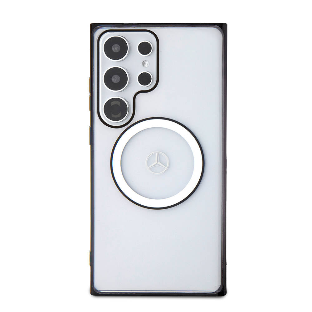 Galaxy S24 Ultra Kılıf Mercedes Benz Orjinal Lisanslı M-safe Şarj Özellikli PC TPU Transparan Black Ring Kapak - Görsel 2