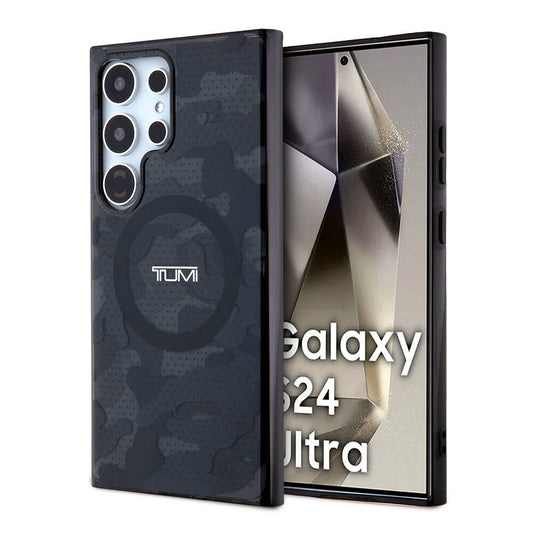 Galaxy S24 Ultra Kılıf TUMI Orjinal Lisanslı M-safe Şarj Özellikli Buzlanmış Saydam Ağ Kamuflajı Desenli Kapak
