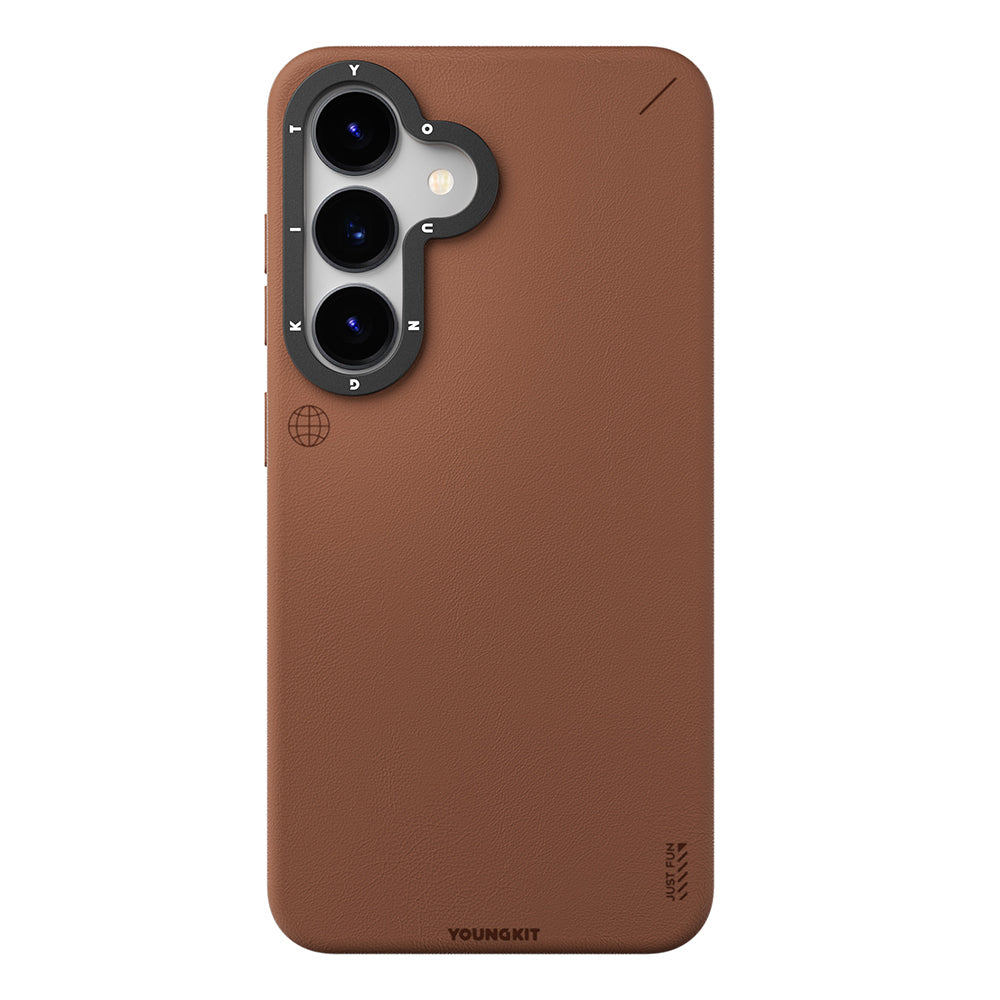 Galaxy S25 Kılıf M-safe Şarj Özellikli Basit Mat Deri Desenli Youngkit Tech Fashion Serisi Kapak - Görsel 3