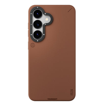 Galaxy S25 Kılıf M-safe Şarj Özellikli Basit Mat Deri Desenli Youngkit Tech Fashion Serisi Kapak - Görsel 3