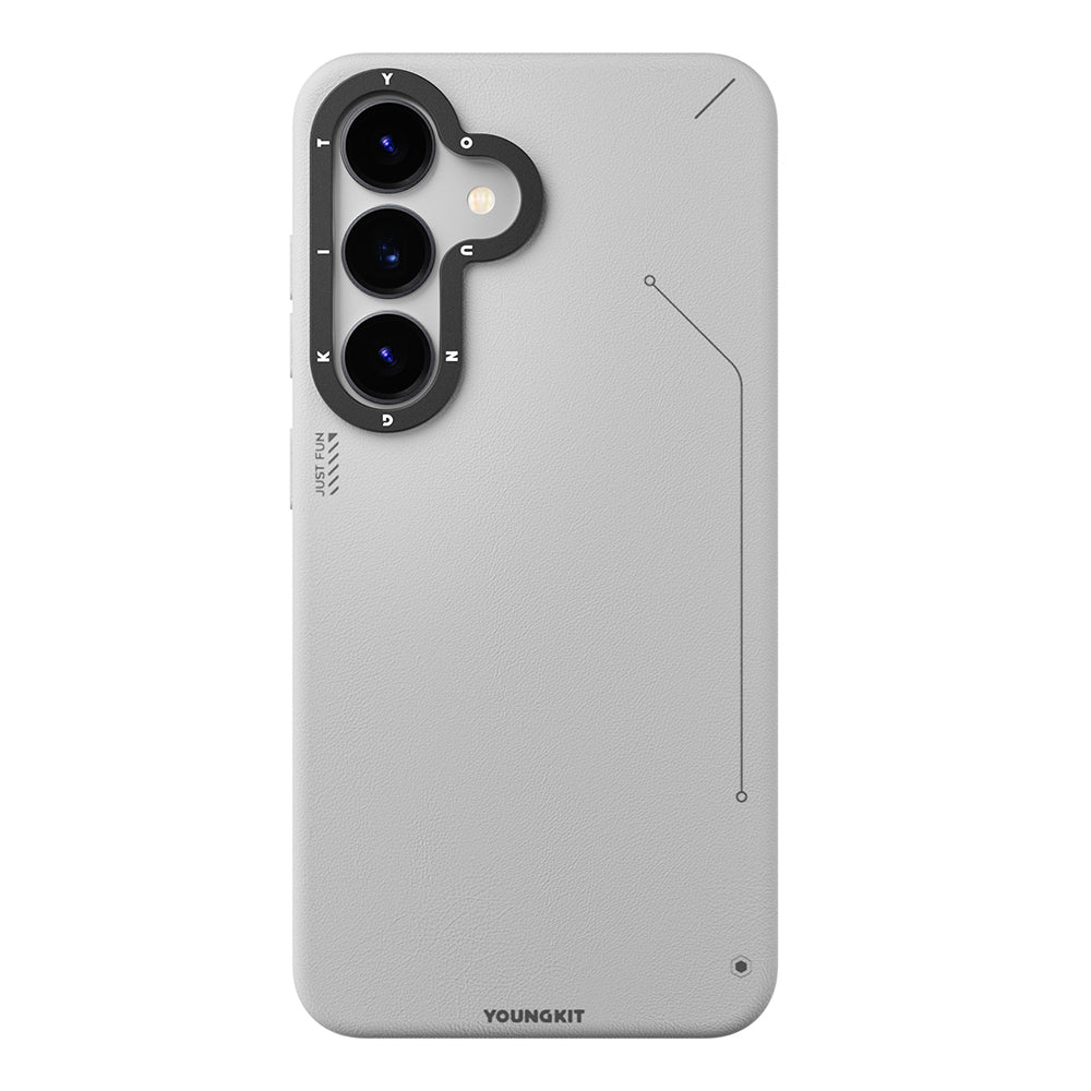 Galaxy S25 Kılıf M-safe Şarj Özellikli Basit Mat Deri Desenli Youngkit Tech Fashion Serisi Kapak - Görsel 2