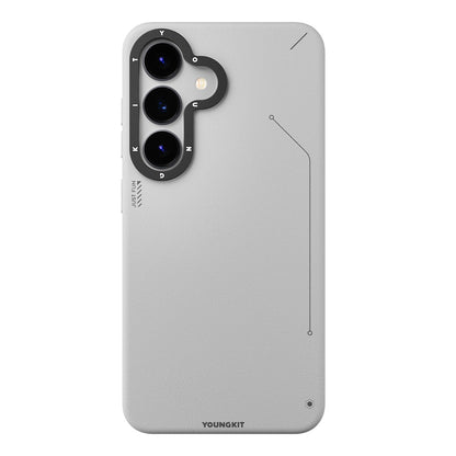 Galaxy S25 Kılıf M-safe Şarj Özellikli Basit Mat Deri Desenli Youngkit Tech Fashion Serisi Kapak - Görsel 2
