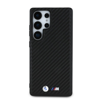 Galaxy S25 Ultra Kılıf BMW Orjinal Lisanslı M-safe Şarj Özellikli Karbon Fiber Tasarımlı ve Metal Logolu PU Deri Kapak - Görsel 2