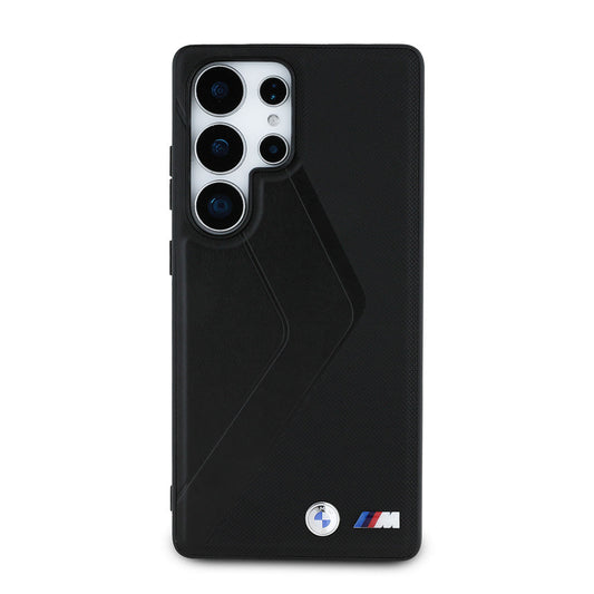 Galaxy S25 Ultra Kılıf BMW Orjinal Lisanslı M-safe Şarj Özellikli M Logolu Oversize Çizgili PU Deri Kapak