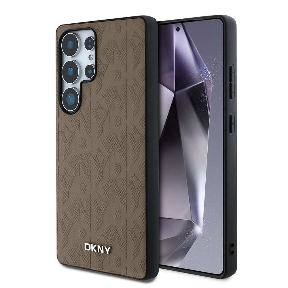 Galaxy S25 Ultra Kılıf DKNY Orjinal Lisanslı Magnetik PU Deri Grid Pattern Kapak - Görsel 3