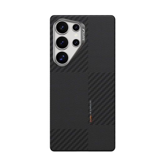 Galaxy S25 Ultra Kılıf M-safe Şarj Özellikli 600D Metal Kamera Çerçeveli Raptic Aramid Fiber Croxx Mondrian Serisi Kapak