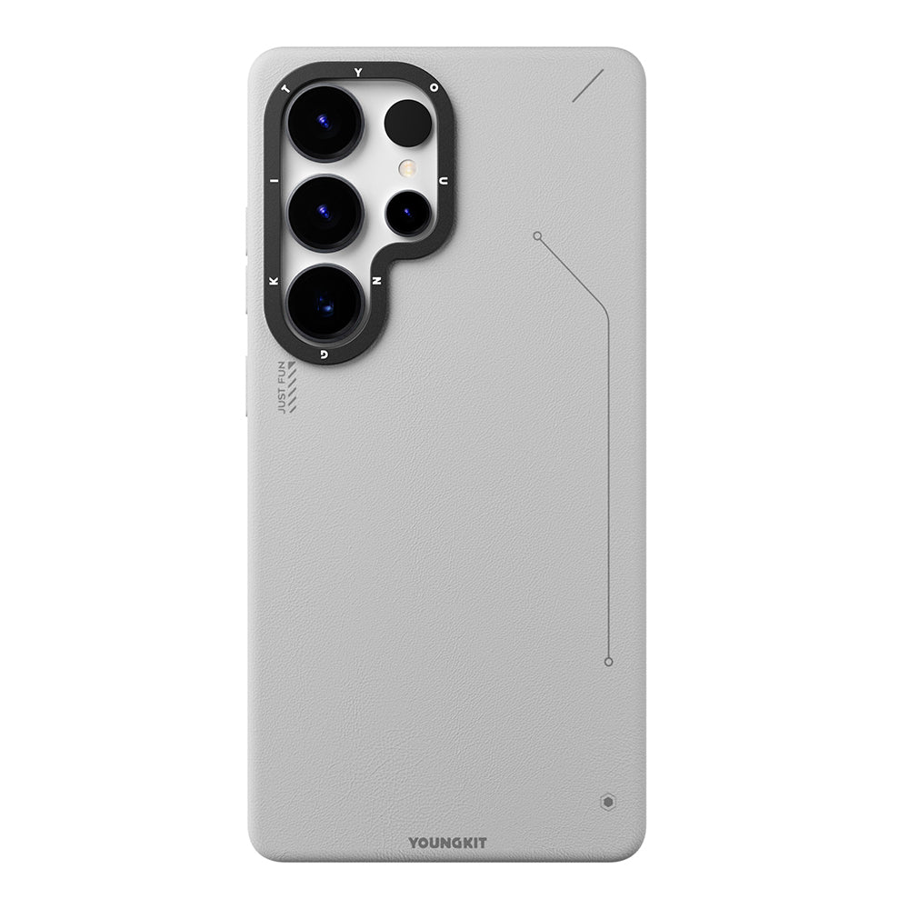 Galaxy S25 Ultra Kılıf M-safe Şarj Özellikli Basit Mat Deri Desenli Youngkit Tech Fashion Serisi Kapak - Görsel 2