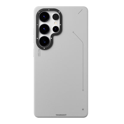 Galaxy S25 Ultra Kılıf M-safe Şarj Özellikli Basit Mat Deri Desenli Youngkit Tech Fashion Serisi Kapak - Görsel 2