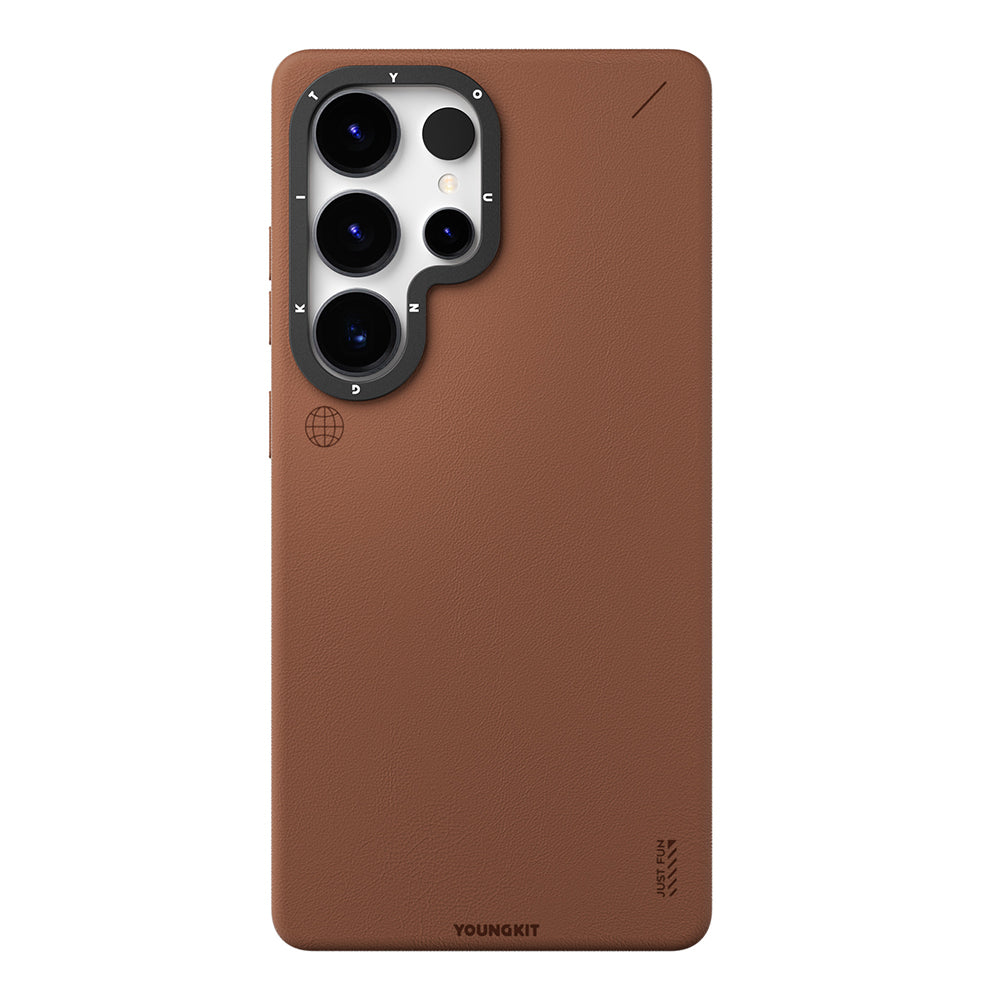 Galaxy S25 Ultra Kılıf M-safe Şarj Özellikli Basit Mat Deri Desenli Youngkit Tech Fashion Serisi Kapak - Görsel 3