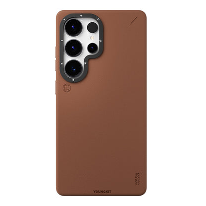 Galaxy S25 Ultra Kılıf M-safe Şarj Özellikli Basit Mat Deri Desenli Youngkit Tech Fashion Serisi Kapak - Görsel 3