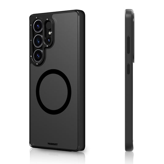 Galaxy S25 Ultra Kılıf M-safe Şarj Özellikli Cam Arka Yüzey TPU Youngkit Gemstone Serisi Kapak