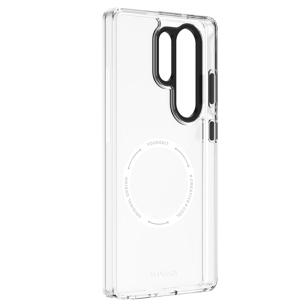 Galaxy S25 Ultra Kılıf M-safe Şarj Özellikli Cam Arka Yüzey TPU Youngkit Gemstone Serisi Kapak - Görsel 5