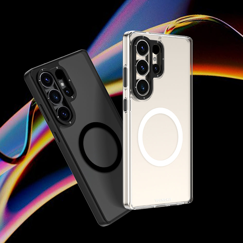 Galaxy S25 Ultra Kılıf M-safe Şarj Özellikli Cam Arka Yüzey TPU Youngkit Gemstone Serisi Kapak - Görsel 10