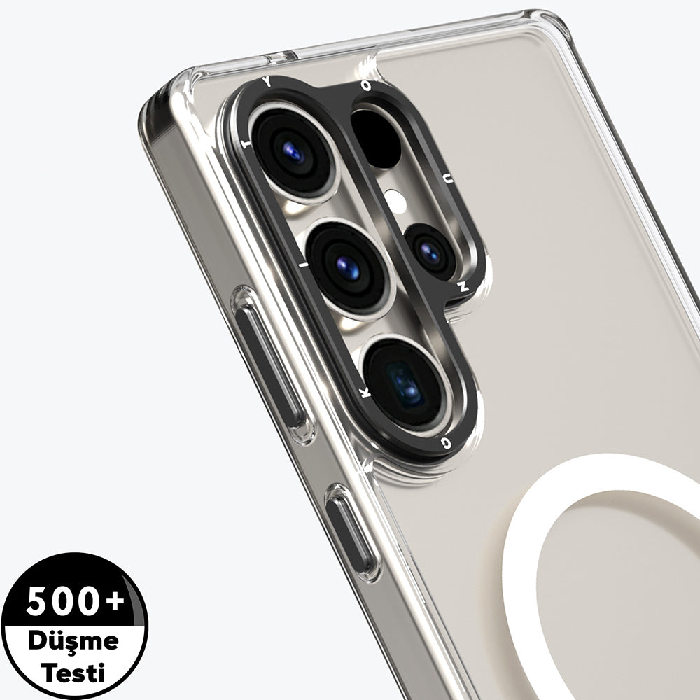 Galaxy S25 Ultra Kılıf M-safe Şarj Özellikli Cam Arka Yüzey TPU Youngkit Gemstone Serisi Kapak - Görsel 6